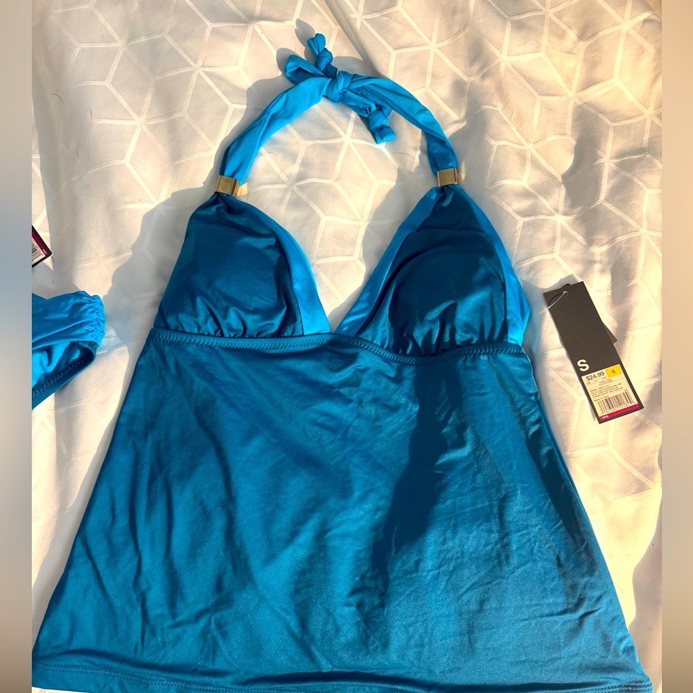 NWT Mossimo Two Tone Teal Tankini Bikini